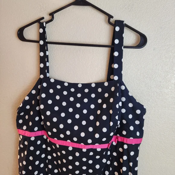 Vintage R&K Polka Dot Ruffle Sleeveless Dress Rockabilly Pinup Retro Size 16W - Picture 6 of 7